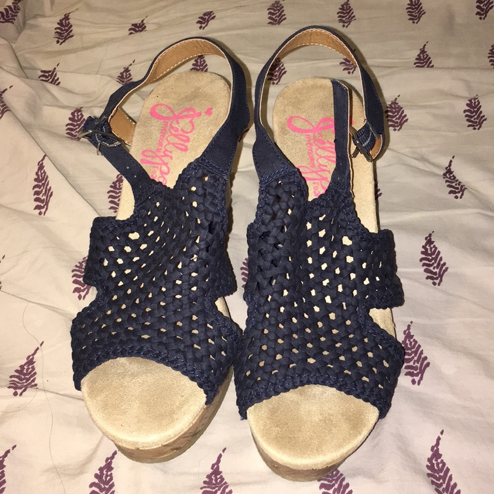 Navy crochet wedges